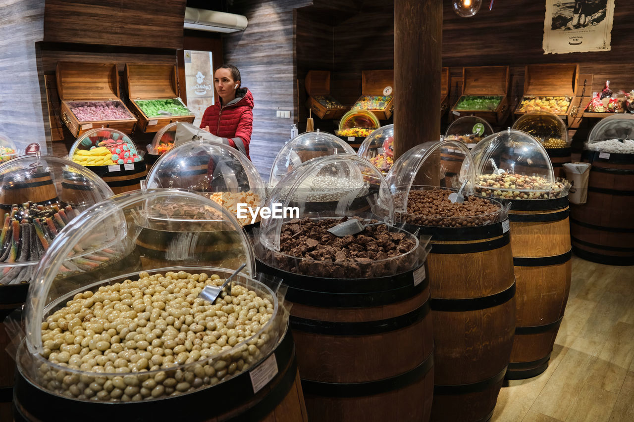 high angle view of food for sale at market