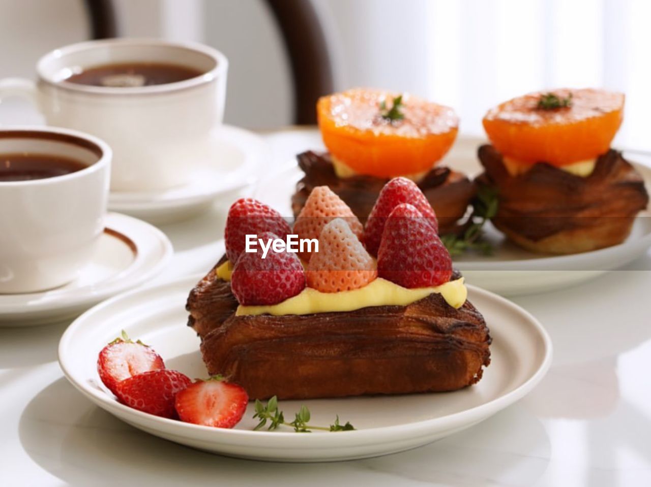 Close-up of dessert in plate on table