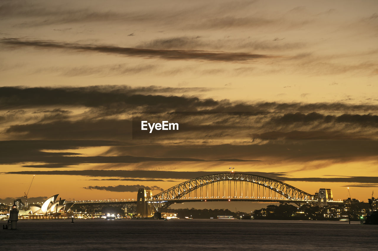 Sydney opera house during a fiery sunset