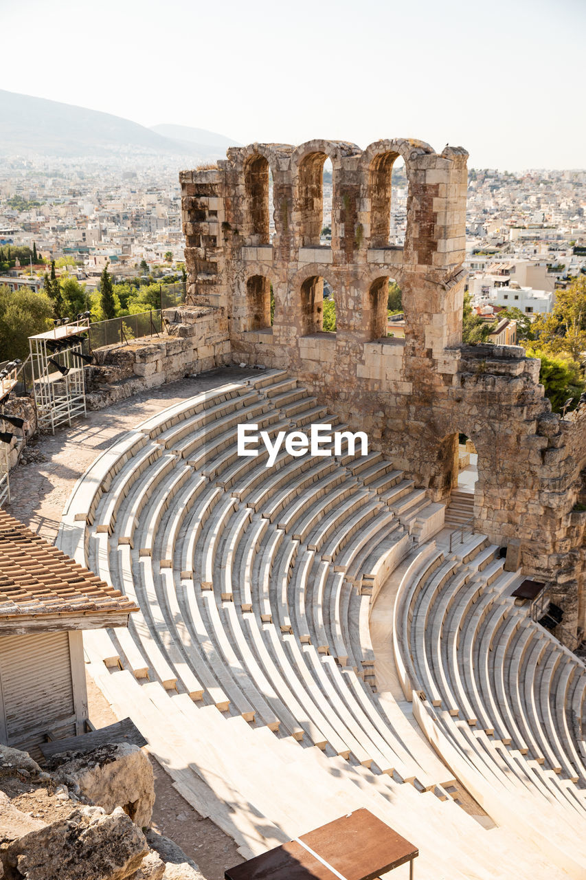 High angle view of old ruins