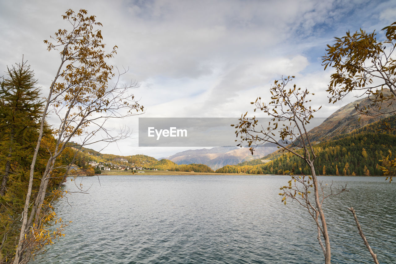 water, nature, reflection, sky, tree, cloud, scenics - nature, beauty in nature, body of water, lake, plant, mountain, environment, tranquility, landscape, autumn, tranquil scene, no people, travel destinations, travel, land, tourism, morning, reservoir, outdoors, day, pinaceae, forest, non-urban scene, vacation, leaf, trip, wilderness, idyllic, beach, coniferous tree, holiday, pine tree, mountain range, shore
