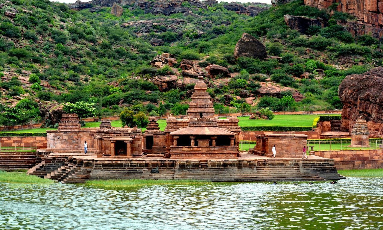 Temple by river