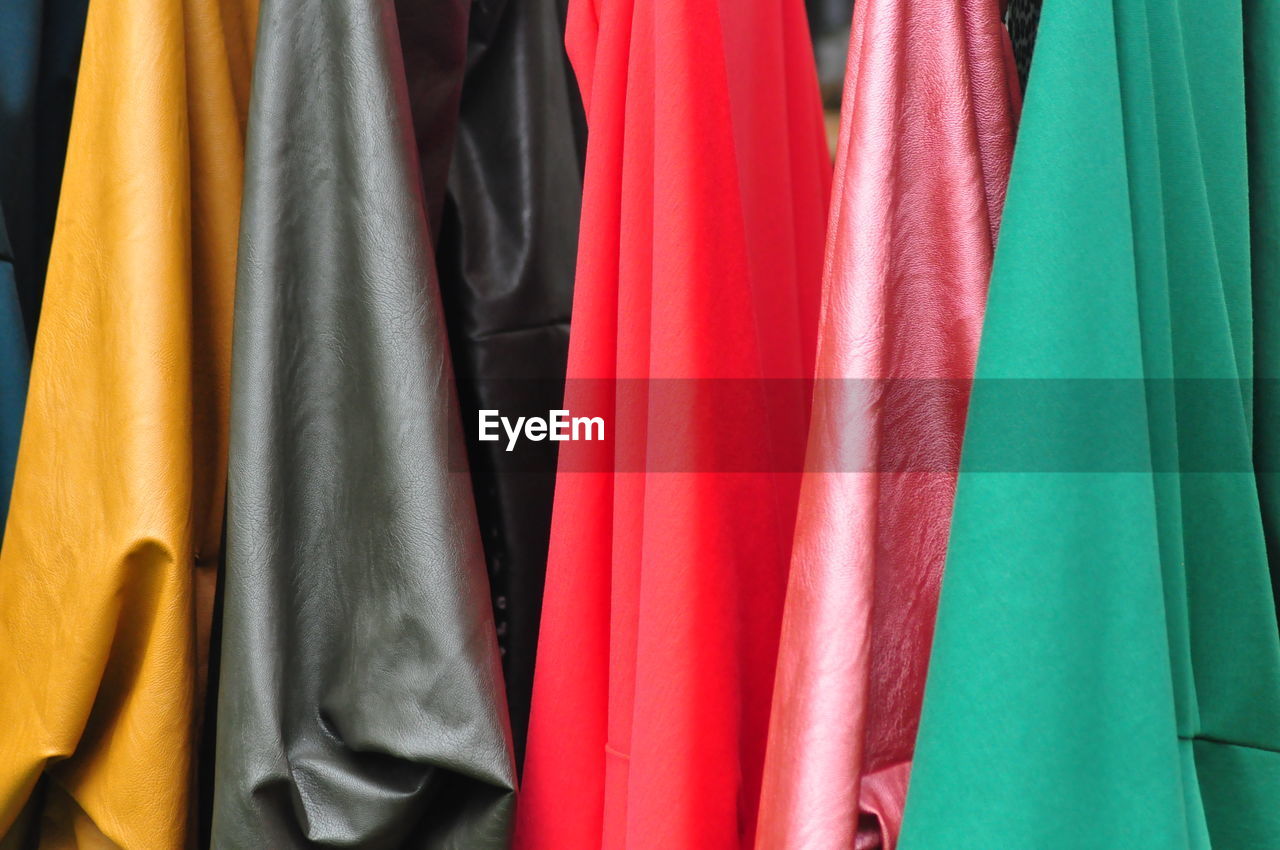 low angle view of clothes hanging on curtain