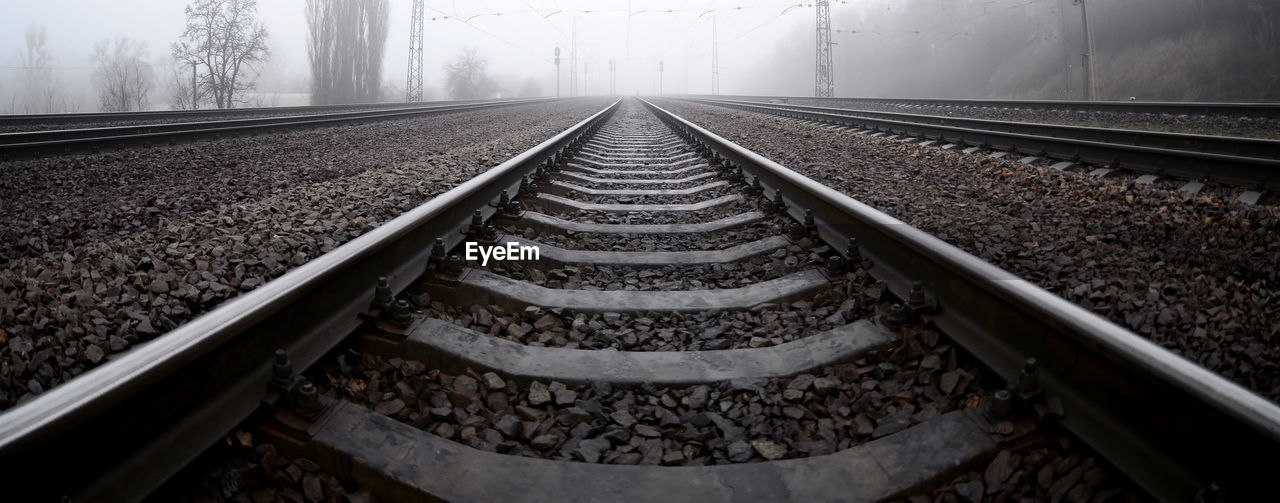 Surface level of empty railroad tracks