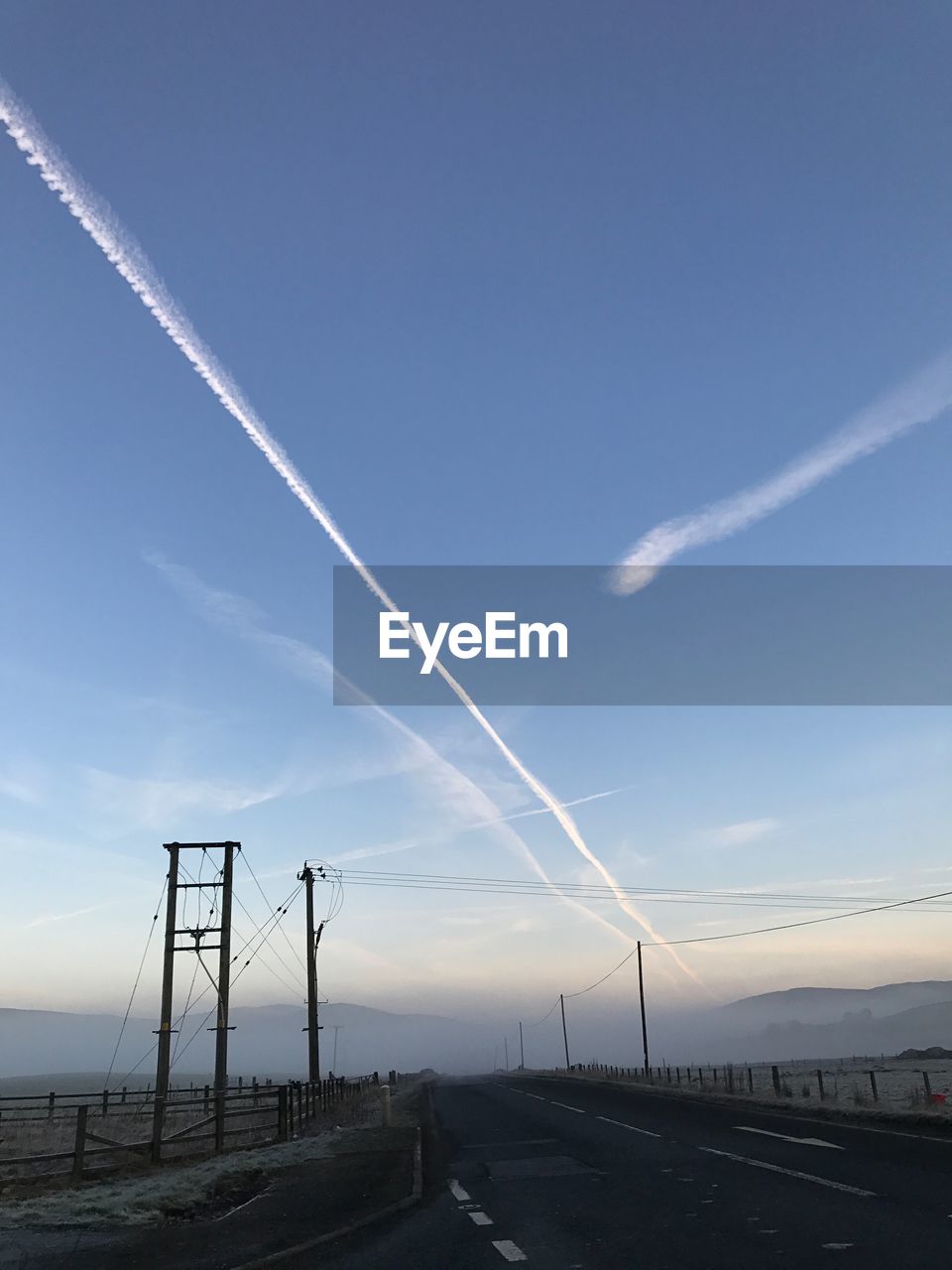 View of road against blue sky