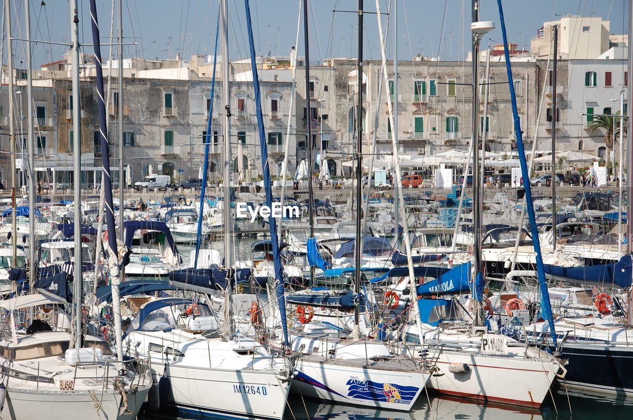 BOATS MOORED IN HARBOR