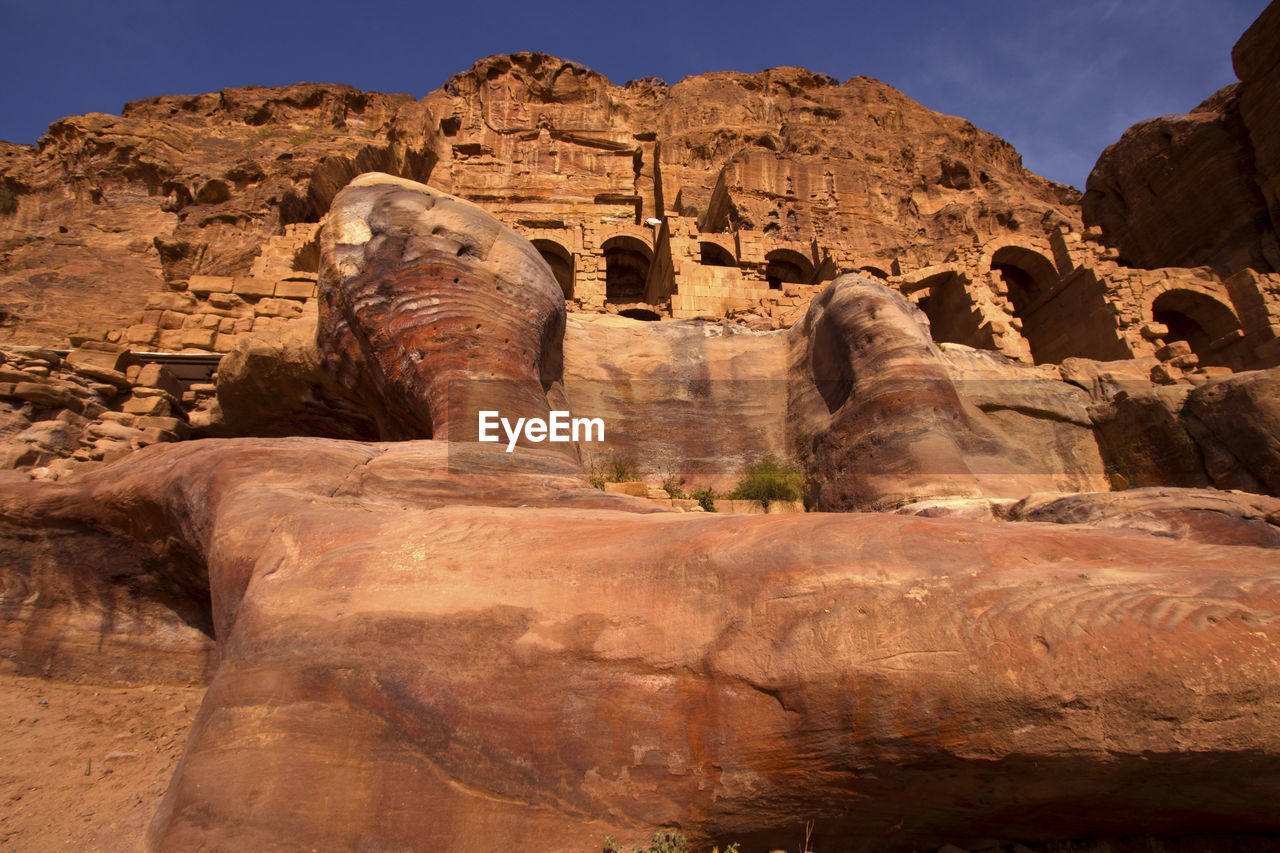 View of rock formations against petra sky