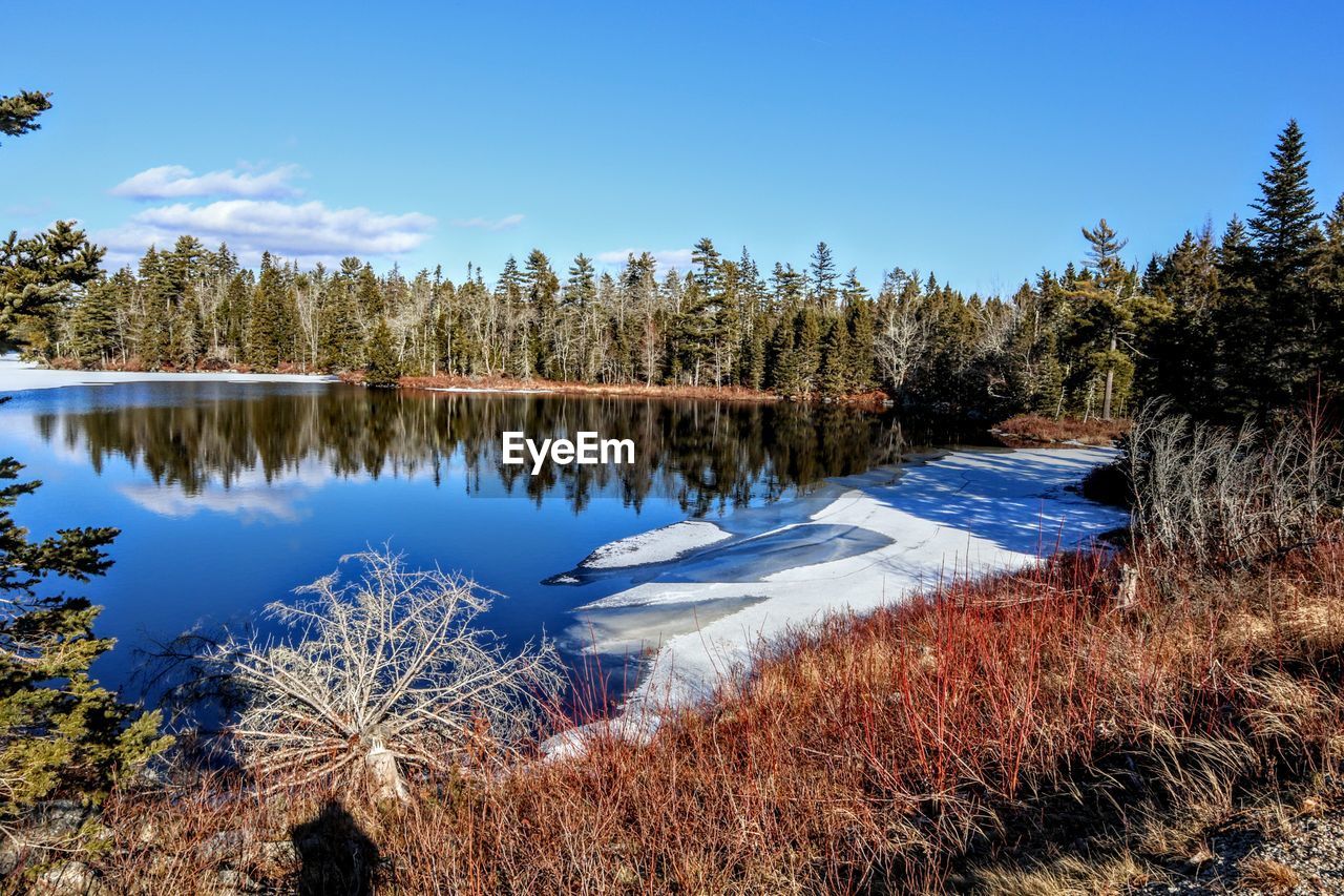 Scenic view of lake against sky