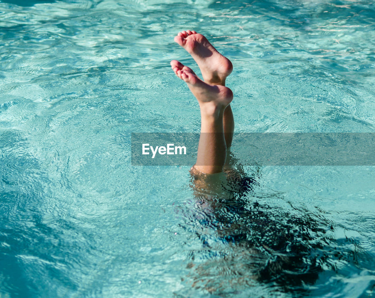 Low section of person swimming in pool