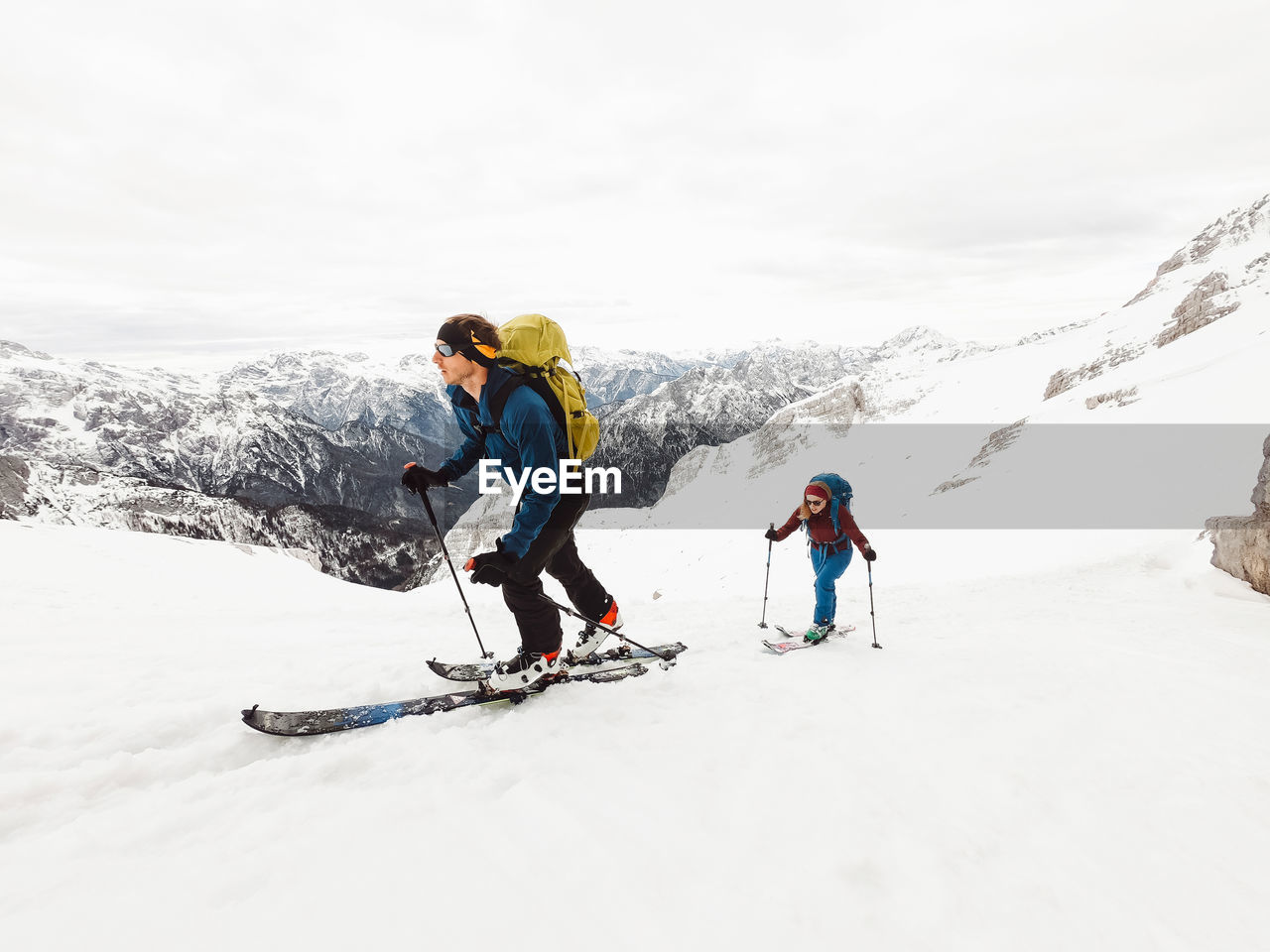 low angle view of man skiing on snow