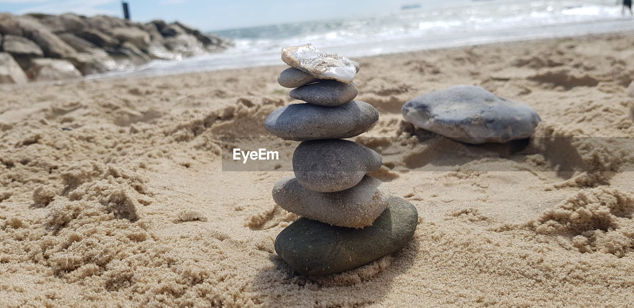 Stack of stones on beach