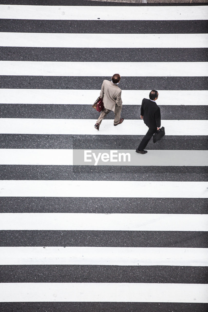 High angle view of zebra crossing