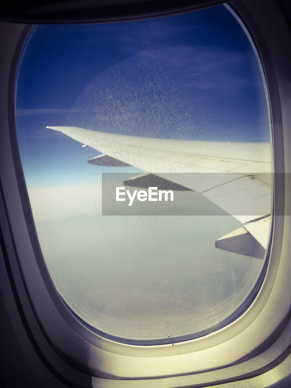 Cropped image of airplane flying over landscape