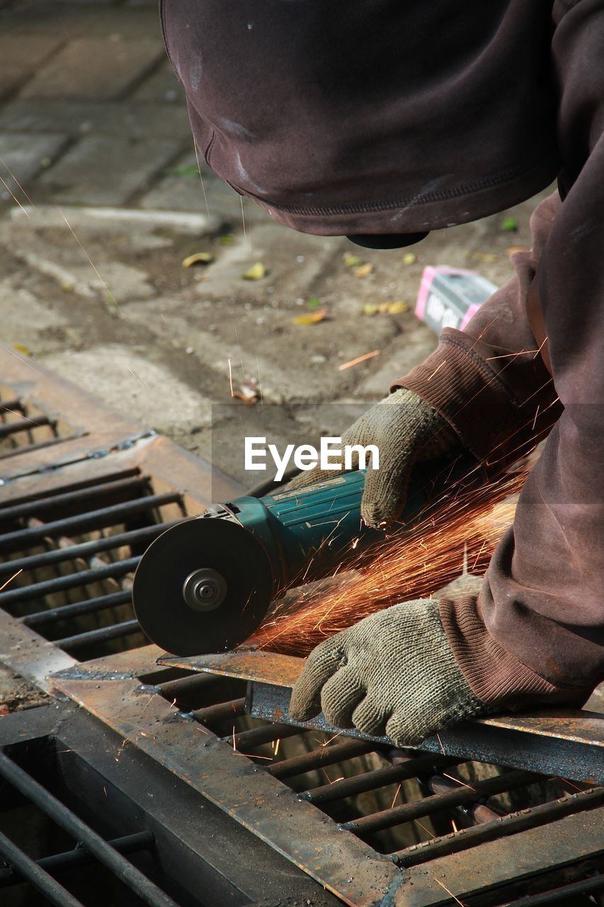 High angle view of man working