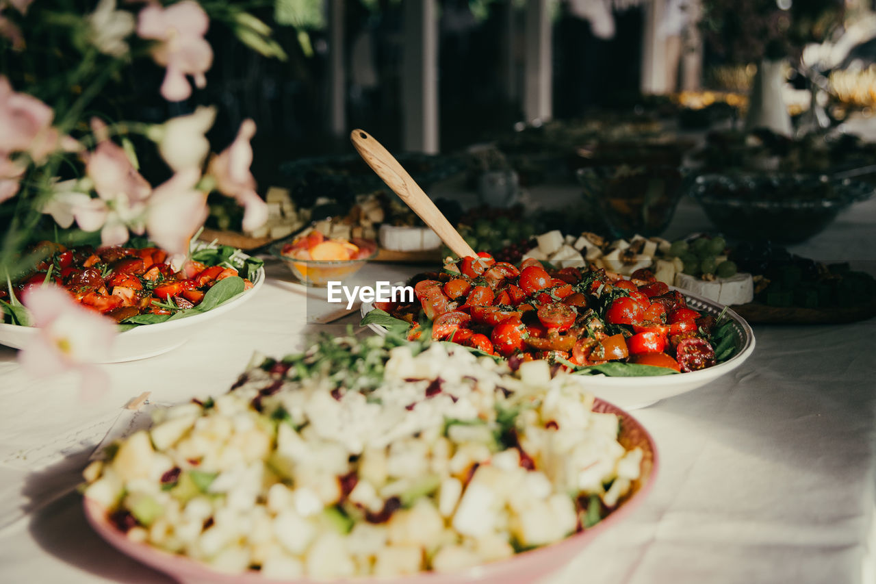 Close-up of served food in plate