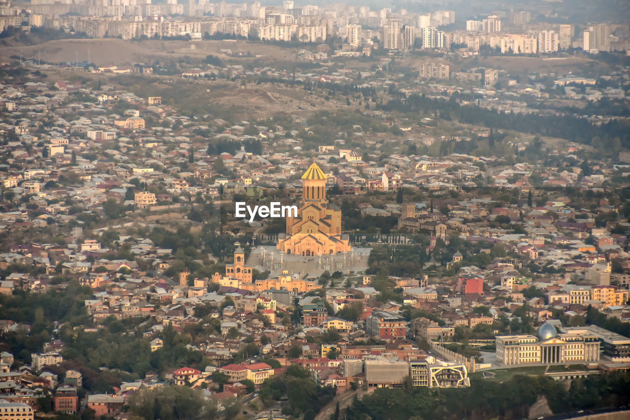 The holy trinity cathedral of tbilisi sameba and buildings in old tbilisi, republic of georgia