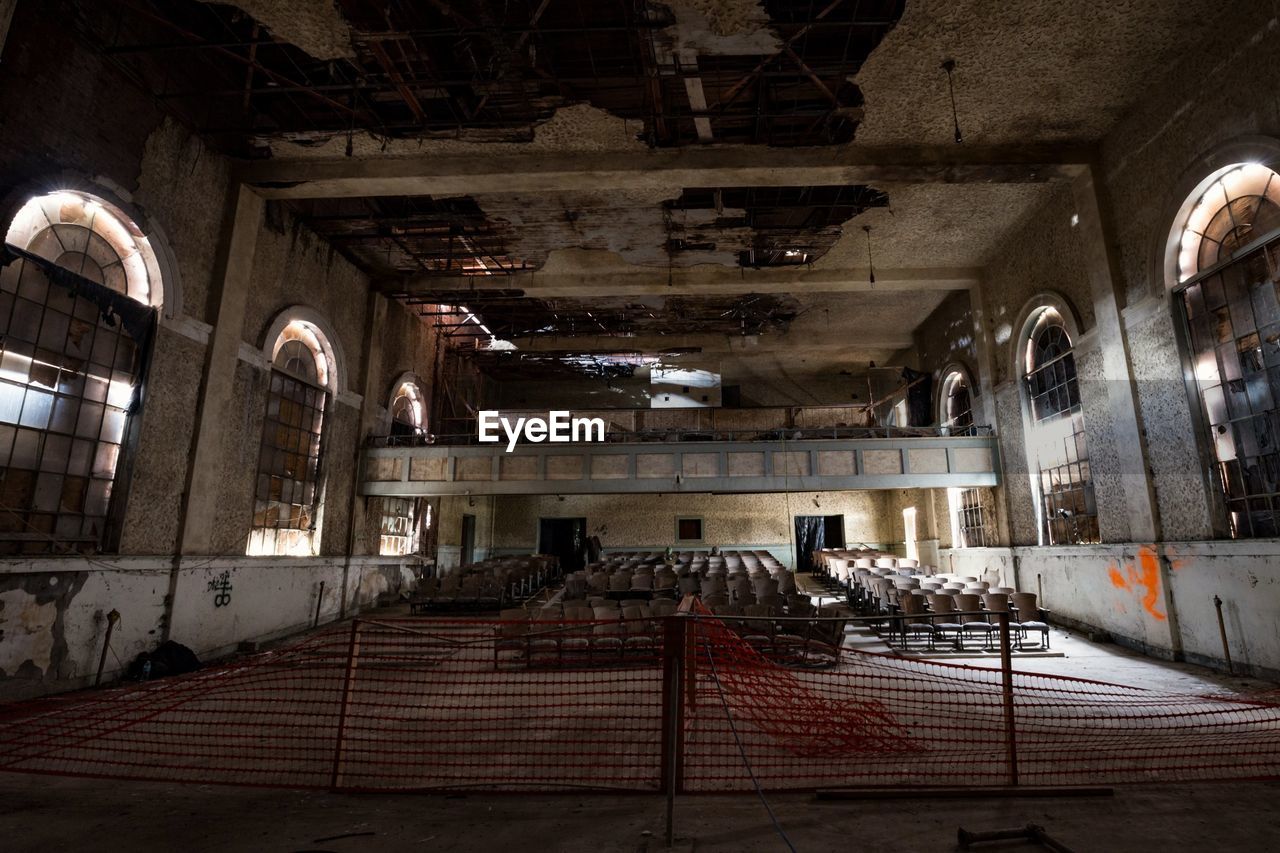 Interior of abandoned auditorium