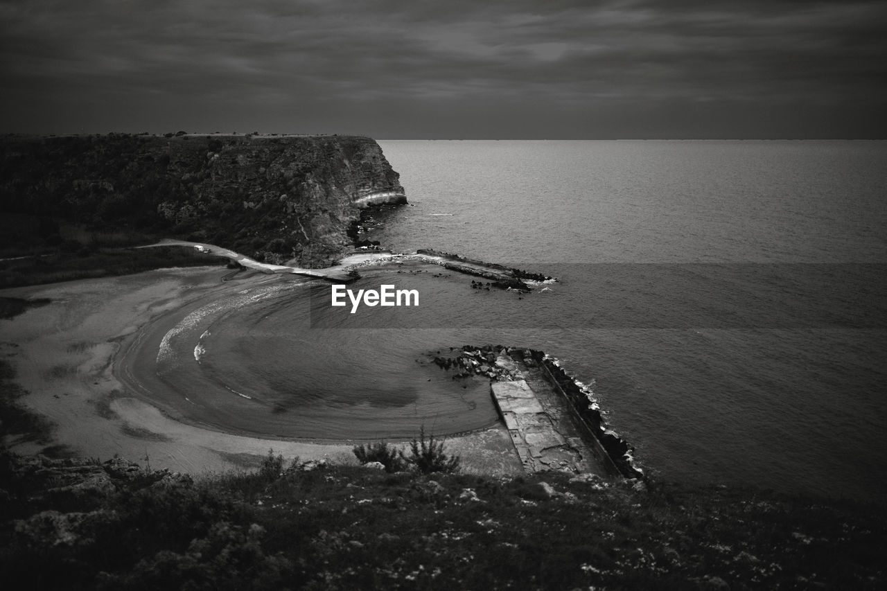 High angle view of beach against sky