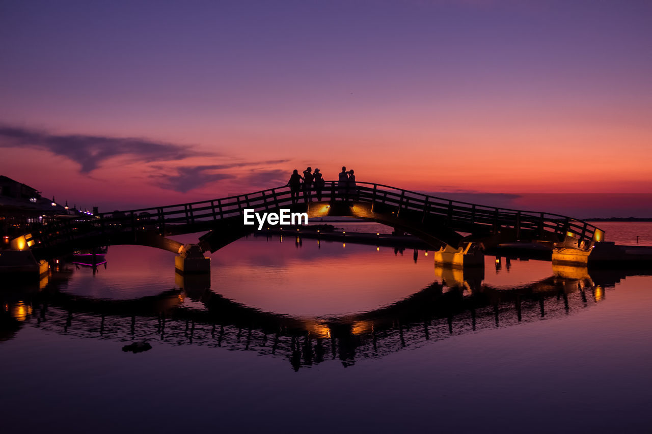 Bridge over river during sunset