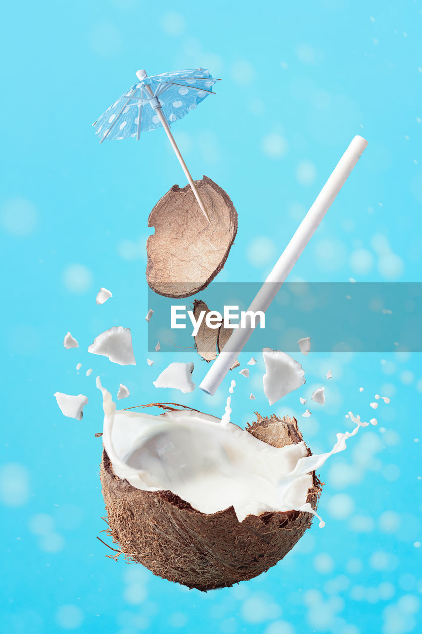 Exploding coxonut with milk splash