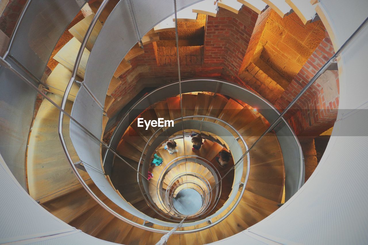 High angle view of spiral staircase