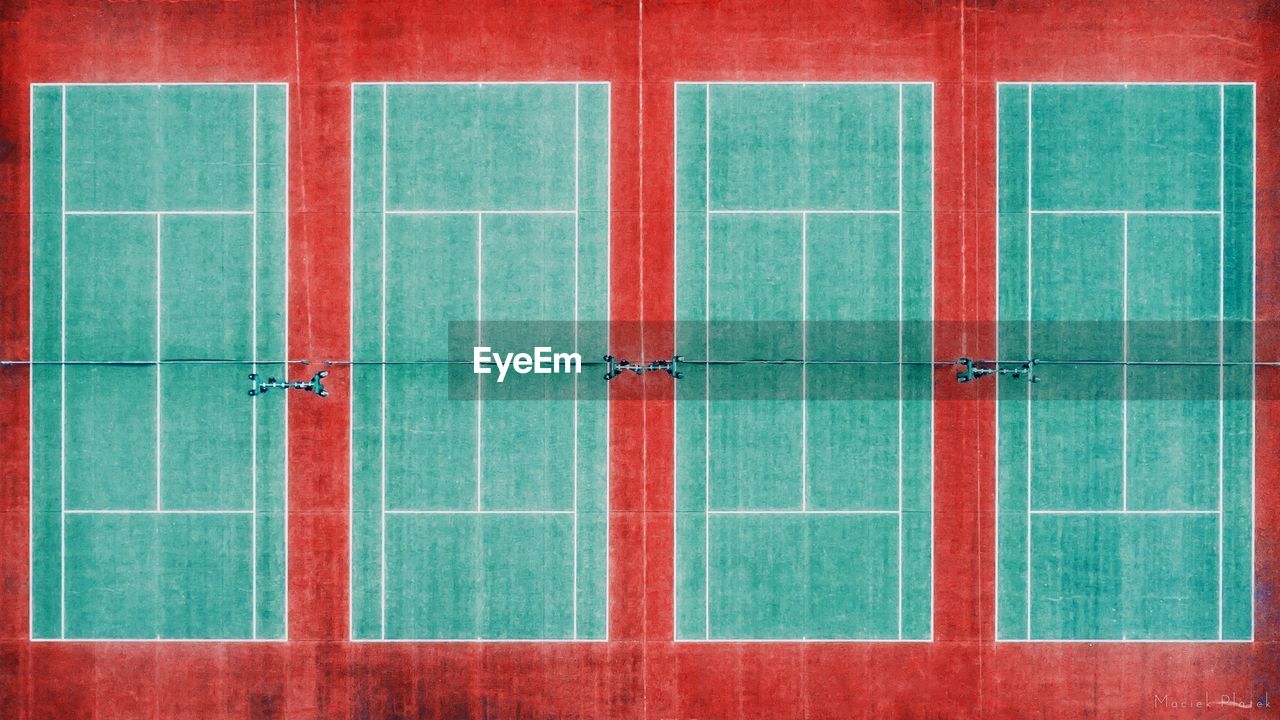 Aerial view of tennis court