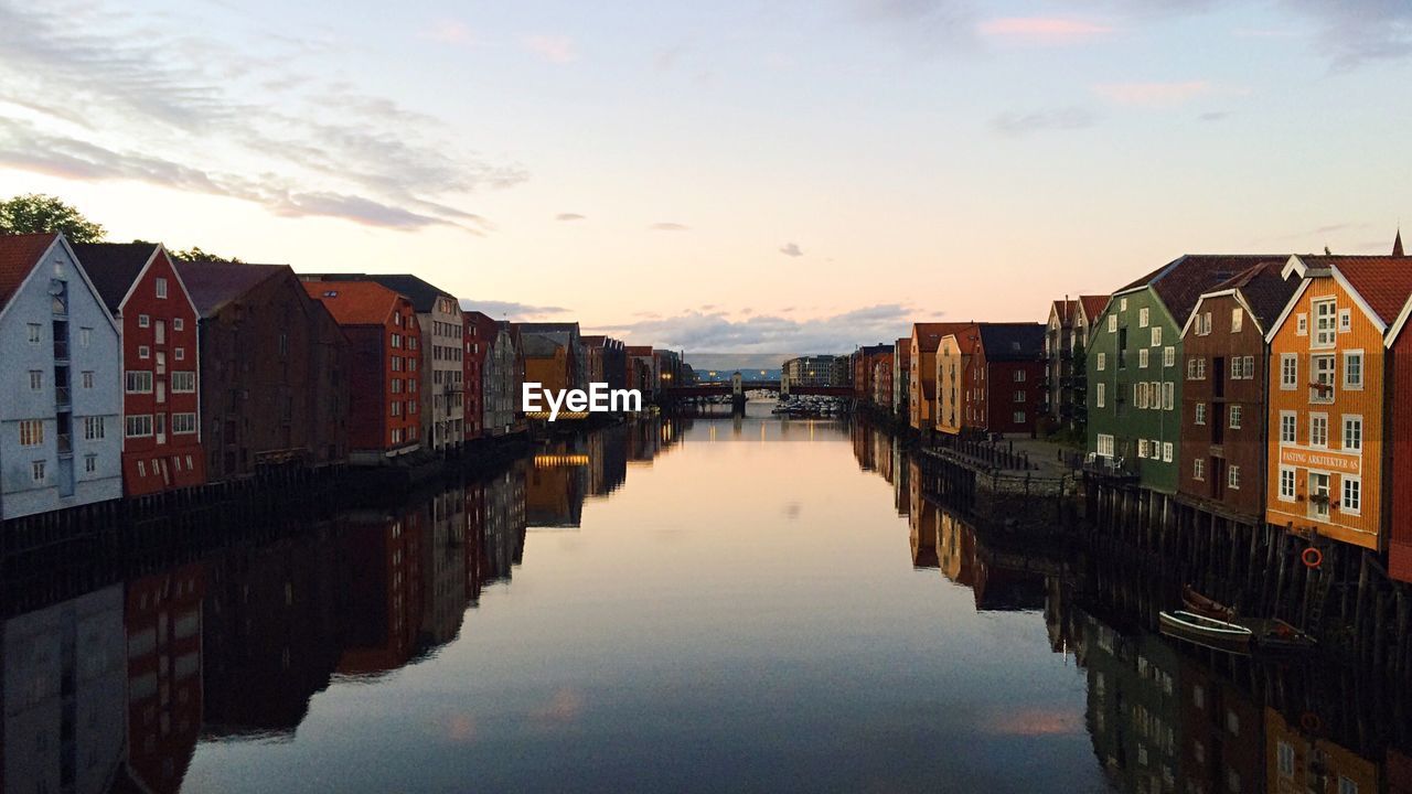 Close-up of buildings next to river