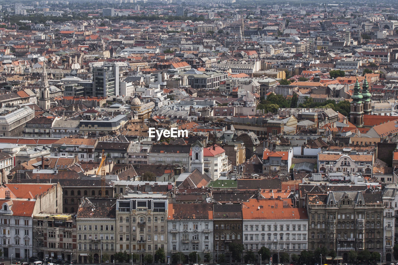Panoramic view of budapest, the capital of hungary, europe. historical buildings and rooftops.