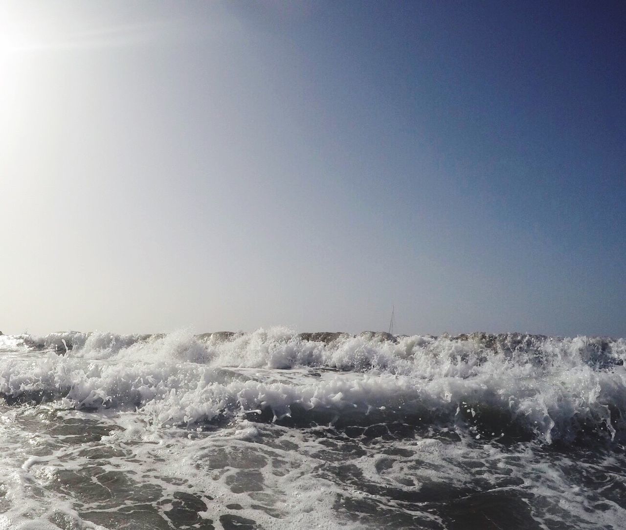 Scenic view of sea against clear sky