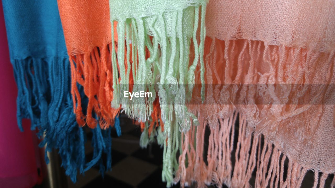 Close-up of scarves