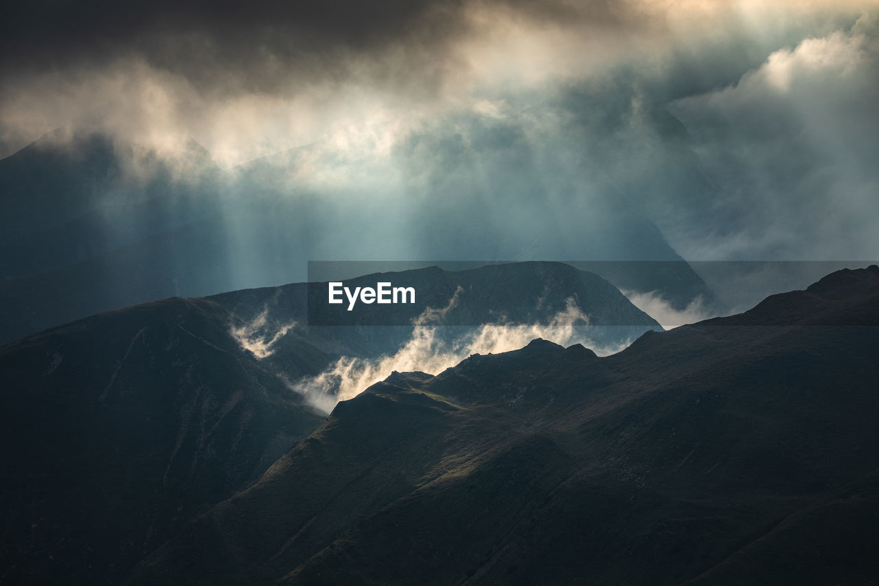 Alpine views from fagaras mountains, romania. summer carpathian landscapes.