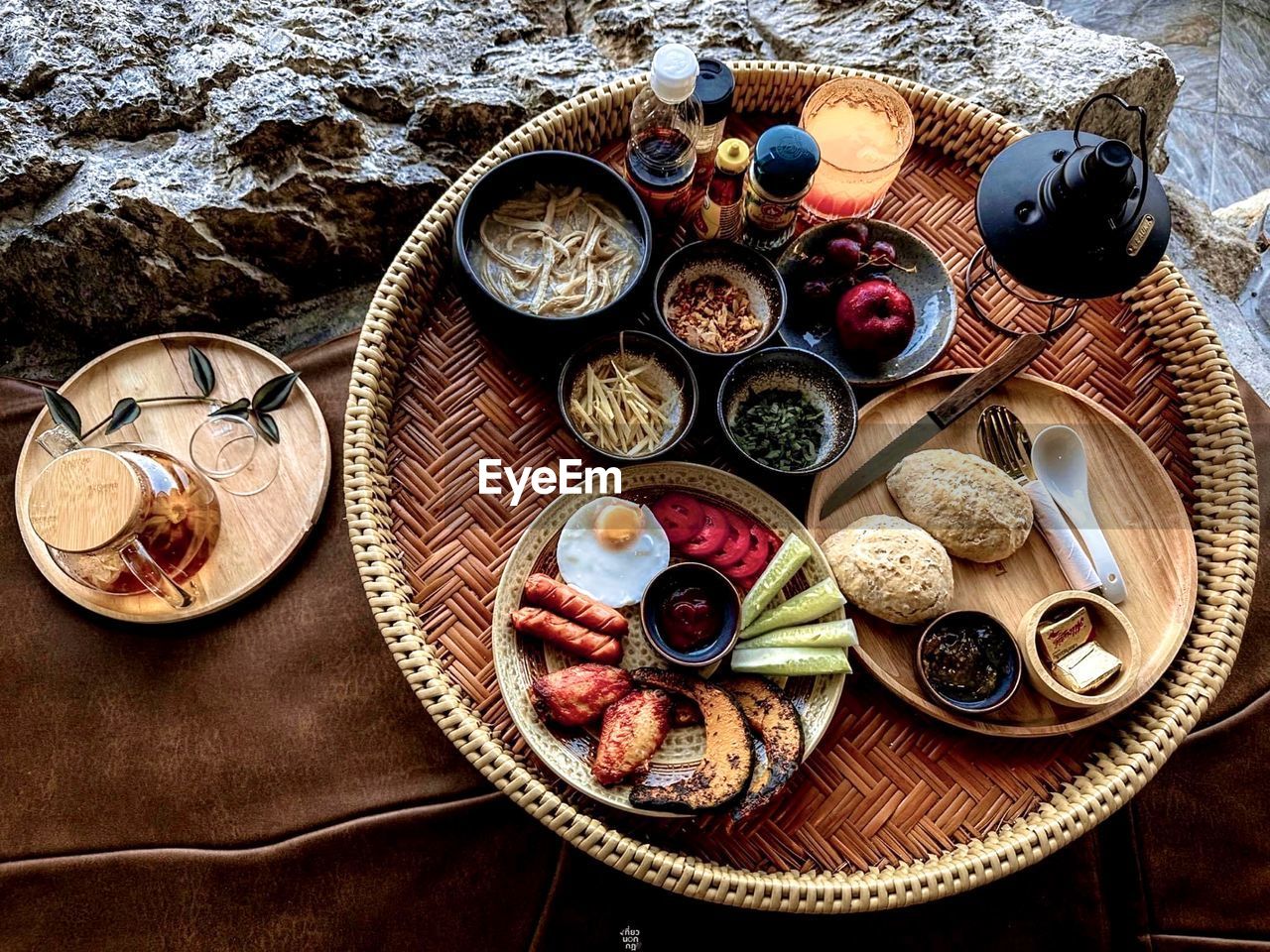 high angle view of food in plate on table