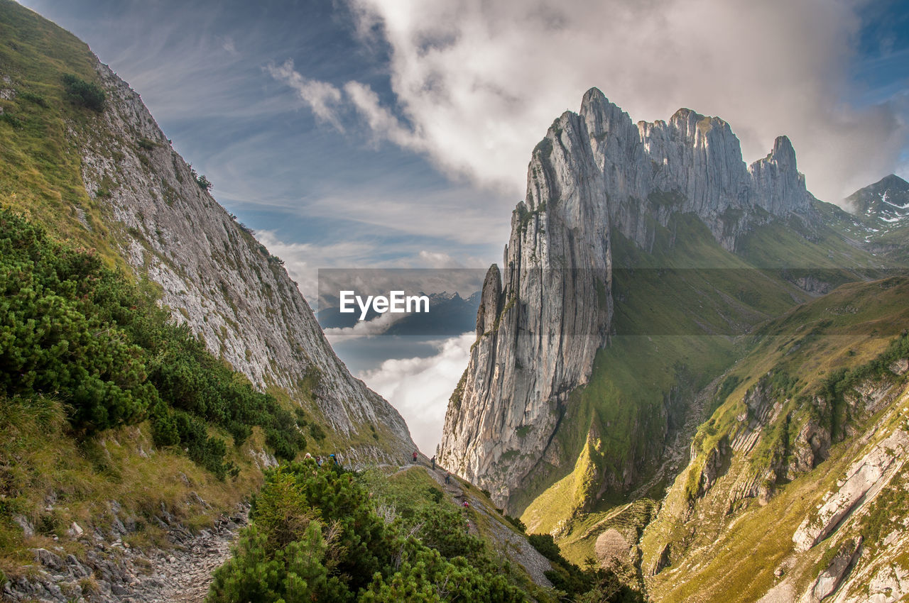 Panoramic view of mountains against sky