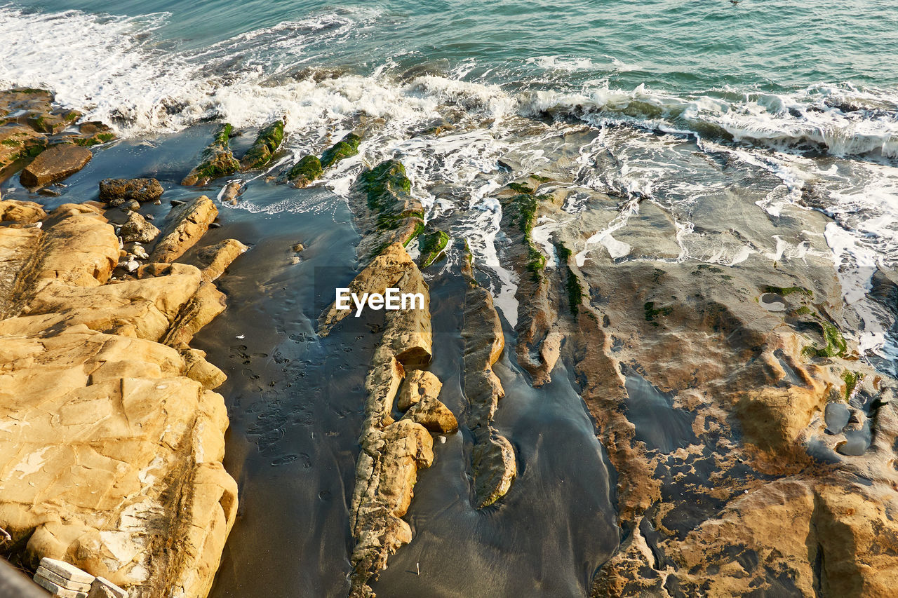 Panoramic view of beach and rocks