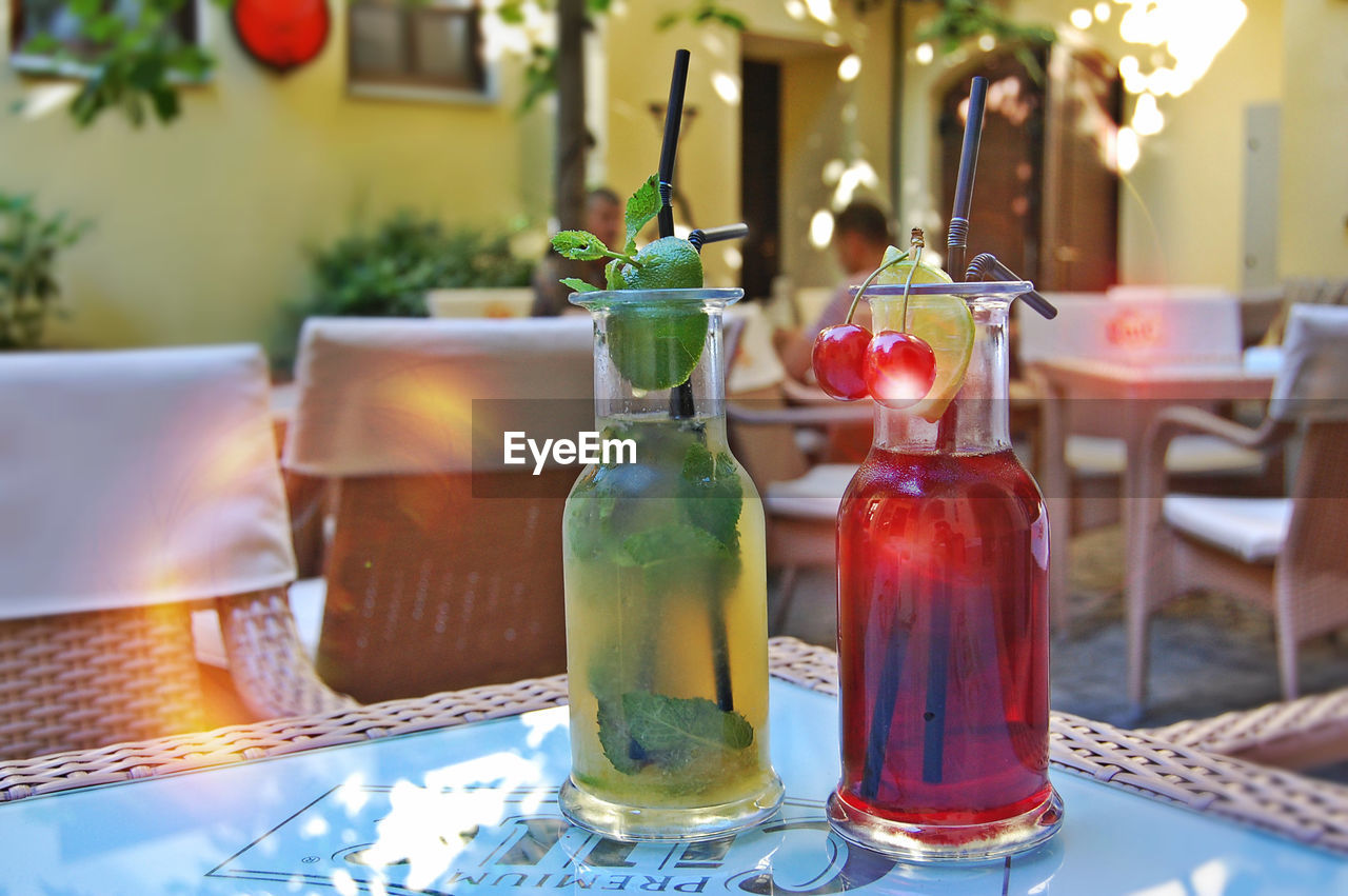 CLOSE-UP OF GLASS OF JUICE