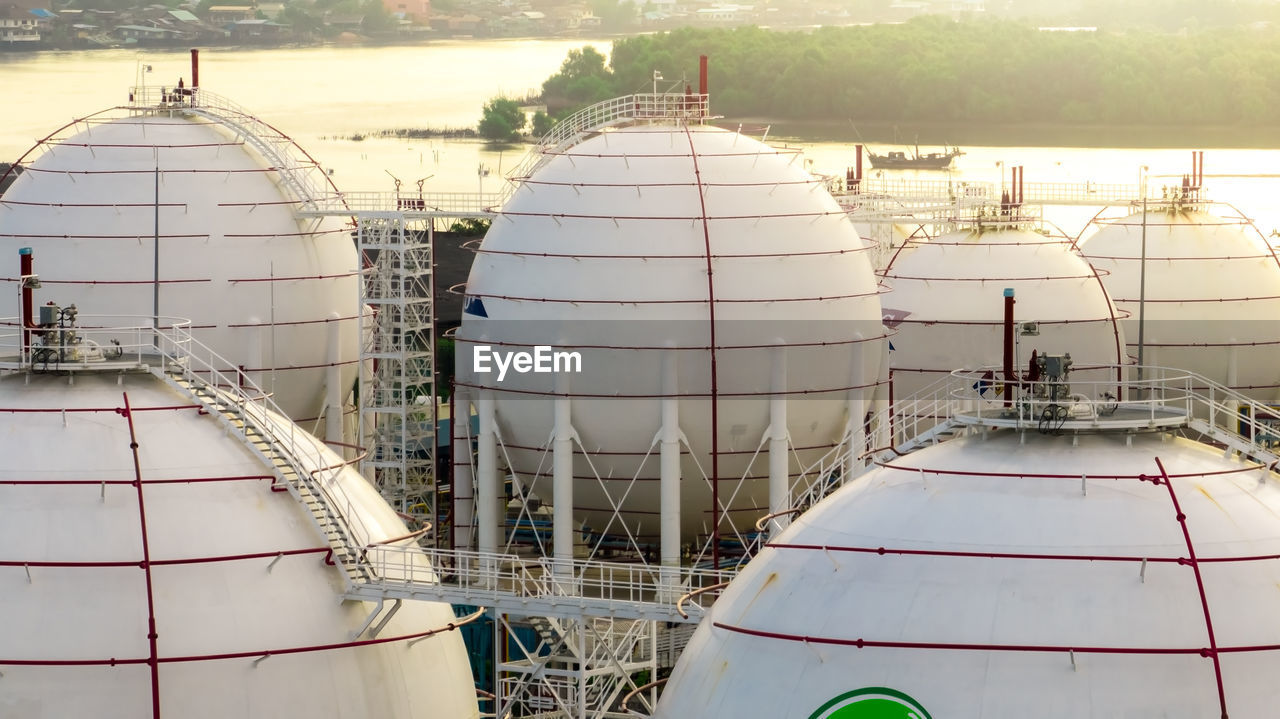 Industrial gas storage tank. lng or liquefied natural gas storage tank. energy price crisis. gas