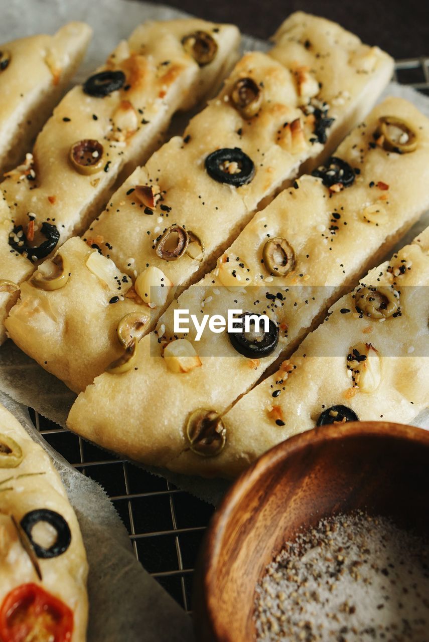 High angle view of bread on plate