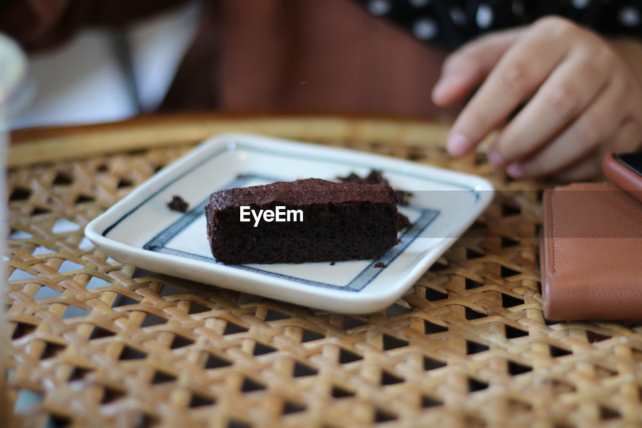 Close-up of chocolate cake on table