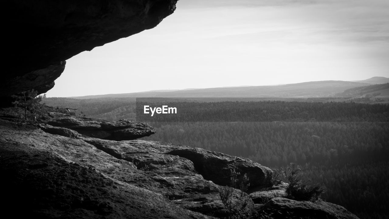 Scenic view of rocky mountains against sky