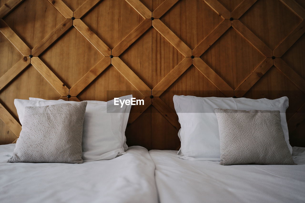 Pillows arranged on bed