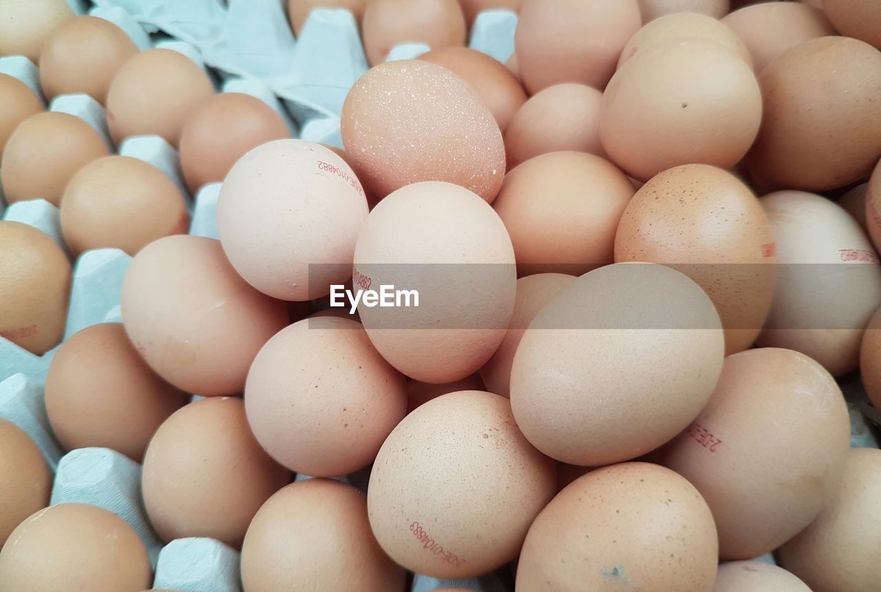 Full frame shot of eggs in market