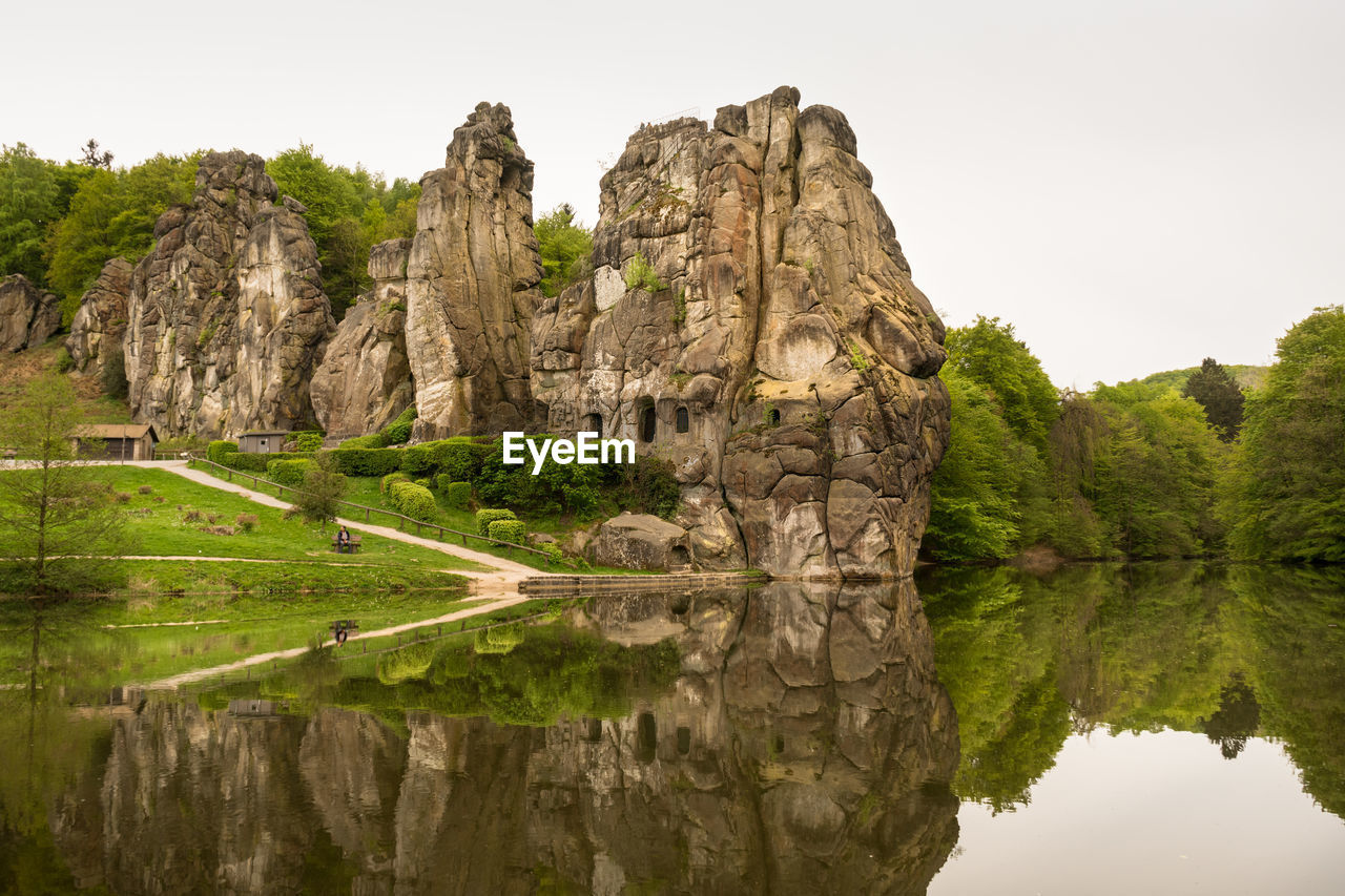 Scenic view of lake against clear sky