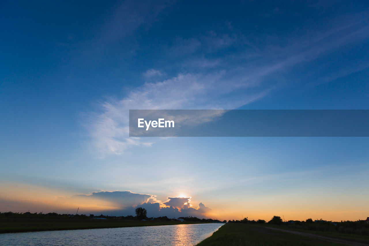 SCENIC VIEW OF SUNSET OVER SEA