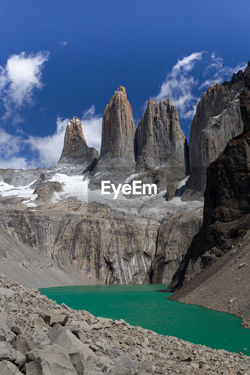 PANORAMIC VIEW OF ROCKS ON SHORE AGAINST SKY