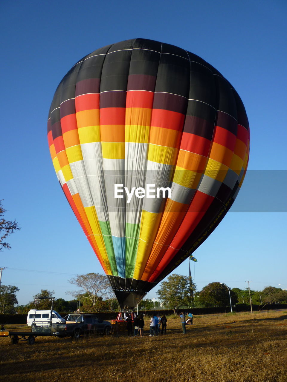 COLORFUL HOT AIR BALLOON AGAINST CLEAR SKY