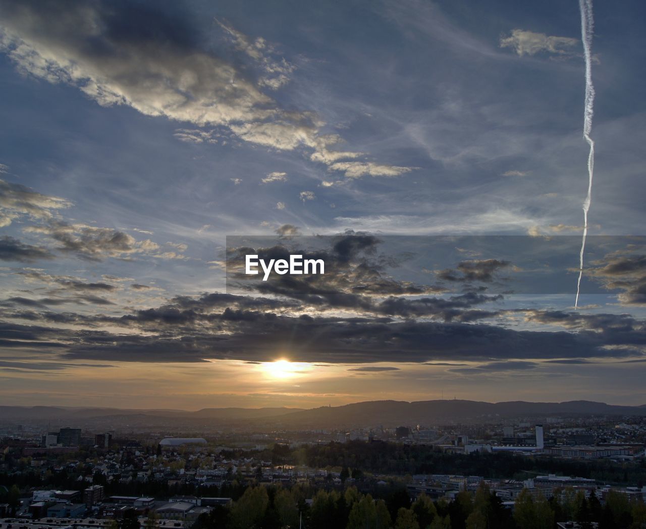 Scenic view of oslo at sunset