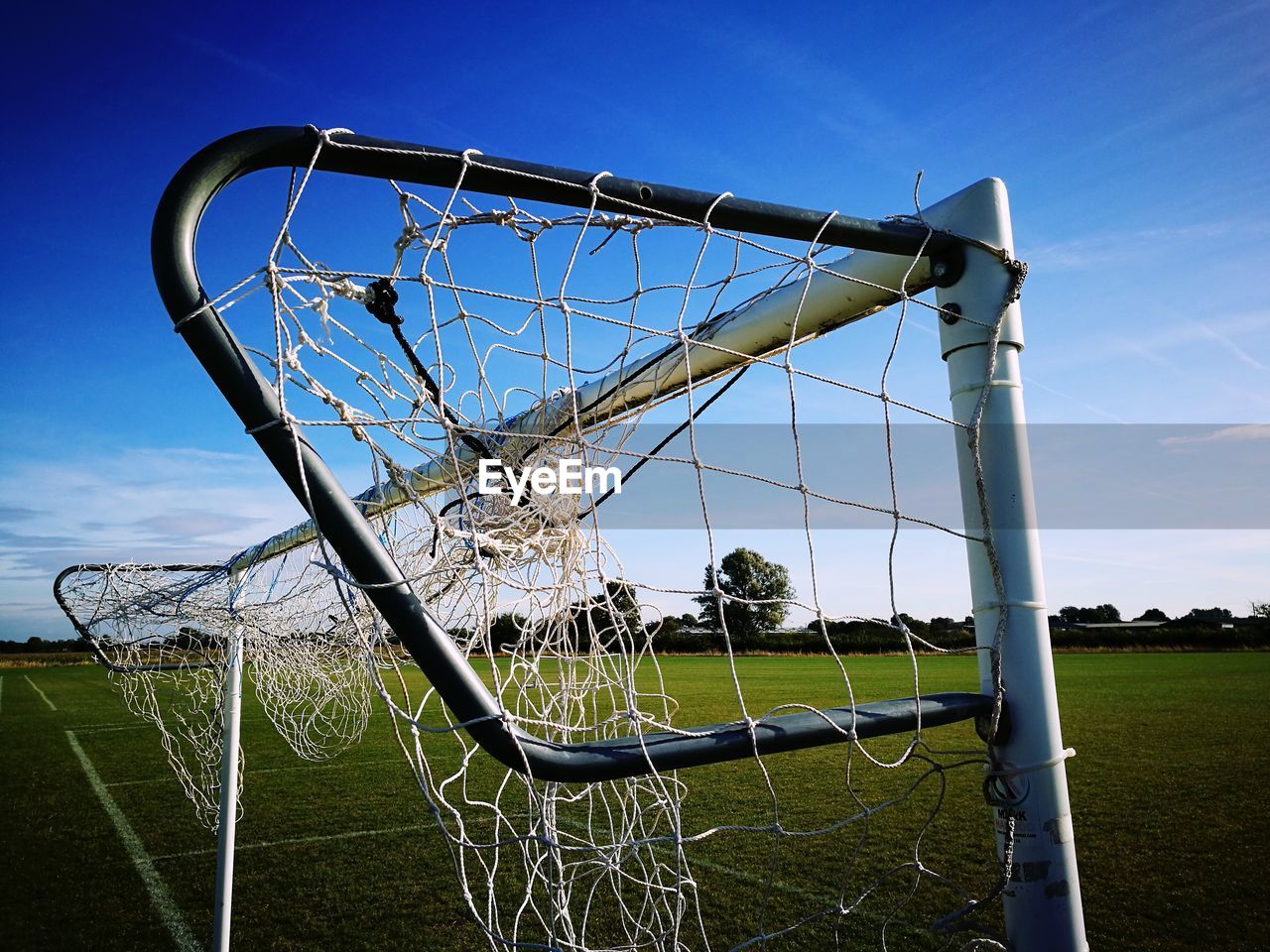 View of soccer goal on field