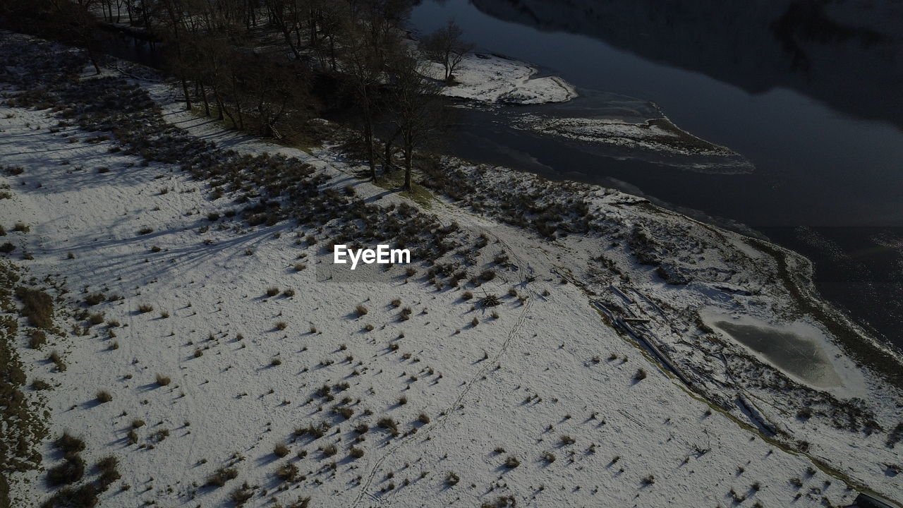 High angle view of beach during winter