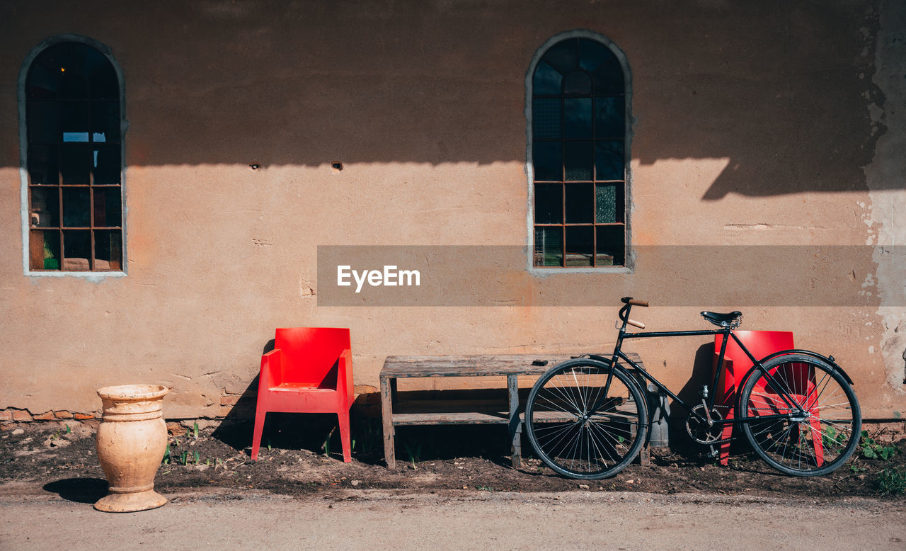 Bicycle against building