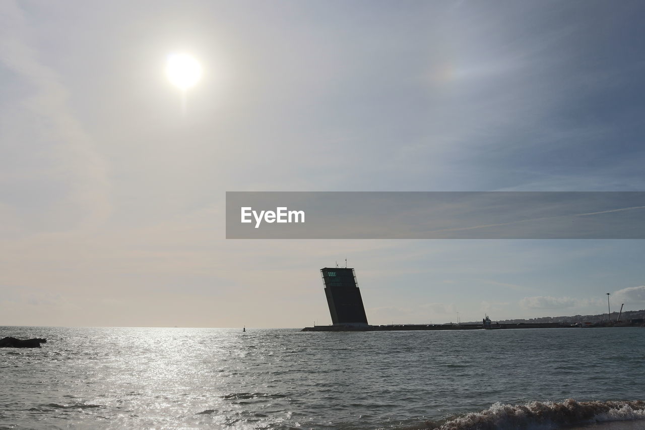 LIGHTHOUSE AT SEA AGAINST SKY